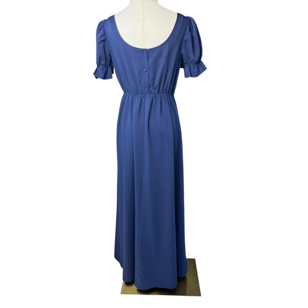 Scarlet Darkness Renaissance Regency Maxi Dress Empire Waist Puff Blue Sleeve S - Picture 3 of 14